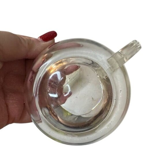 Vintage Clear Glass Snack Set With 4 Cups & 4 Triangular Plates - Picture 4 of 9